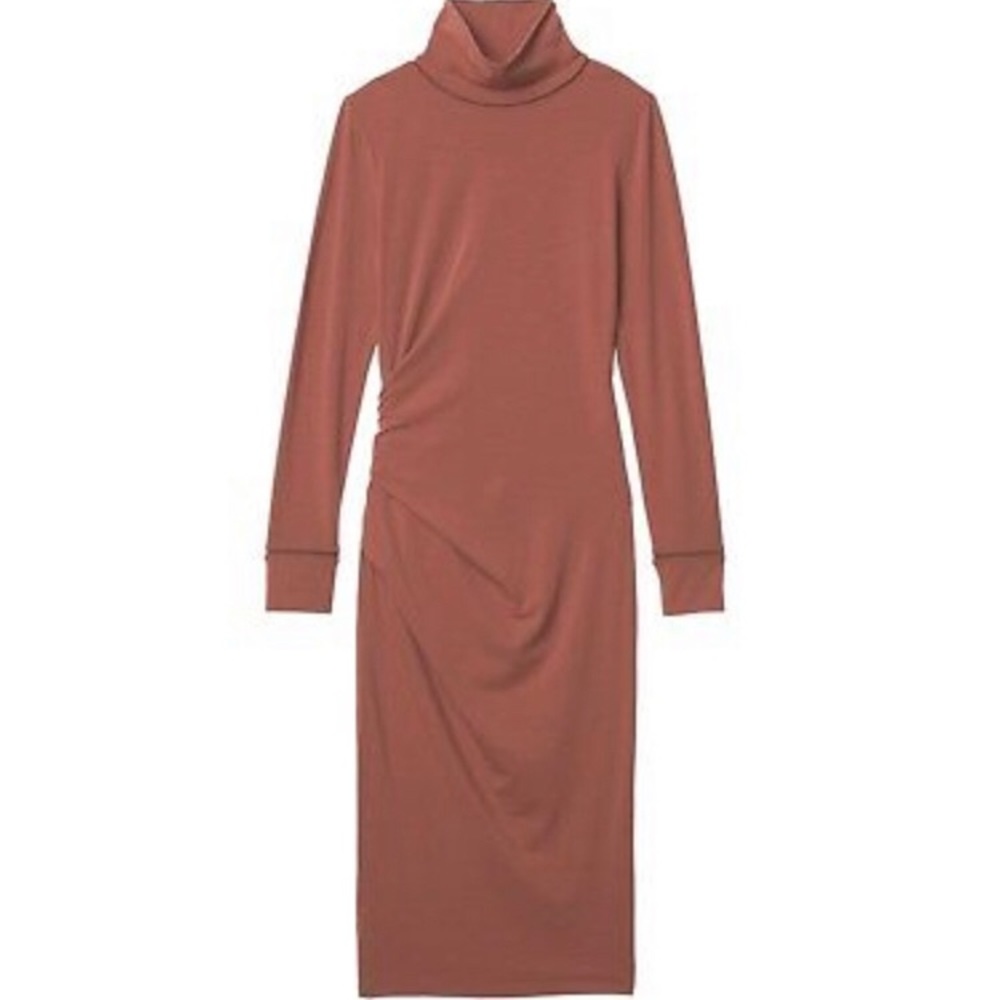 Athleta Industry Turtleneck Dress Havana Brown S